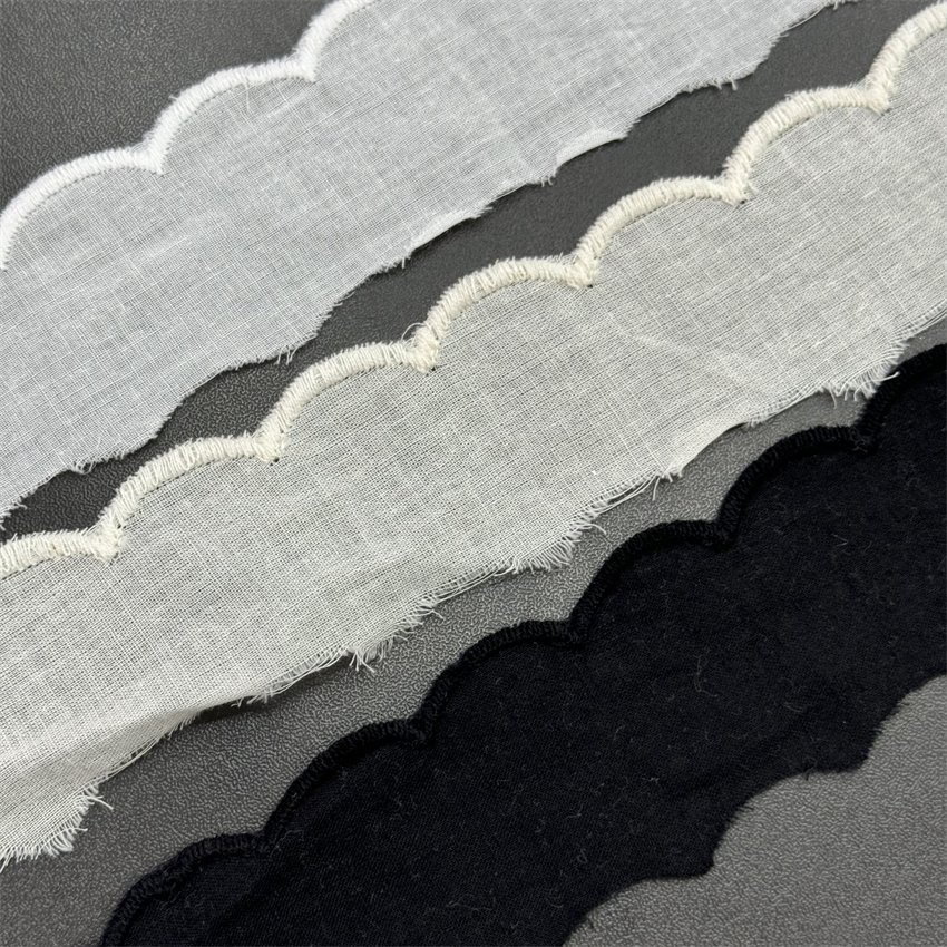 Fine woven cotton fabric carvend holes Trimming lace water soluble Embroidery border lace trim garment