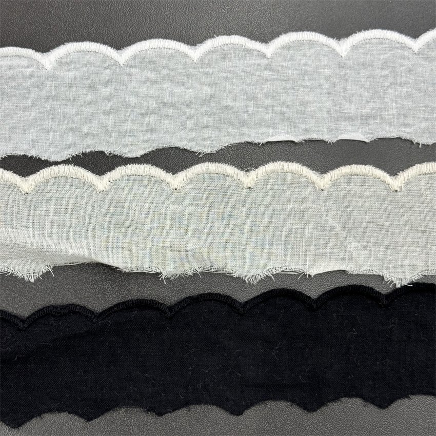 Fine woven cotton fabric carvend holes Trimming lace water soluble Embroidery border lace trim garment