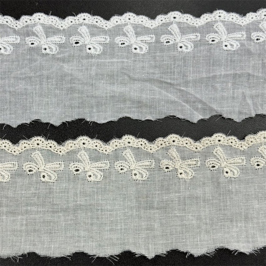 Fine woven cotton fabric carvend holes Trimming lace water soluble Embroidery border lace trim garment