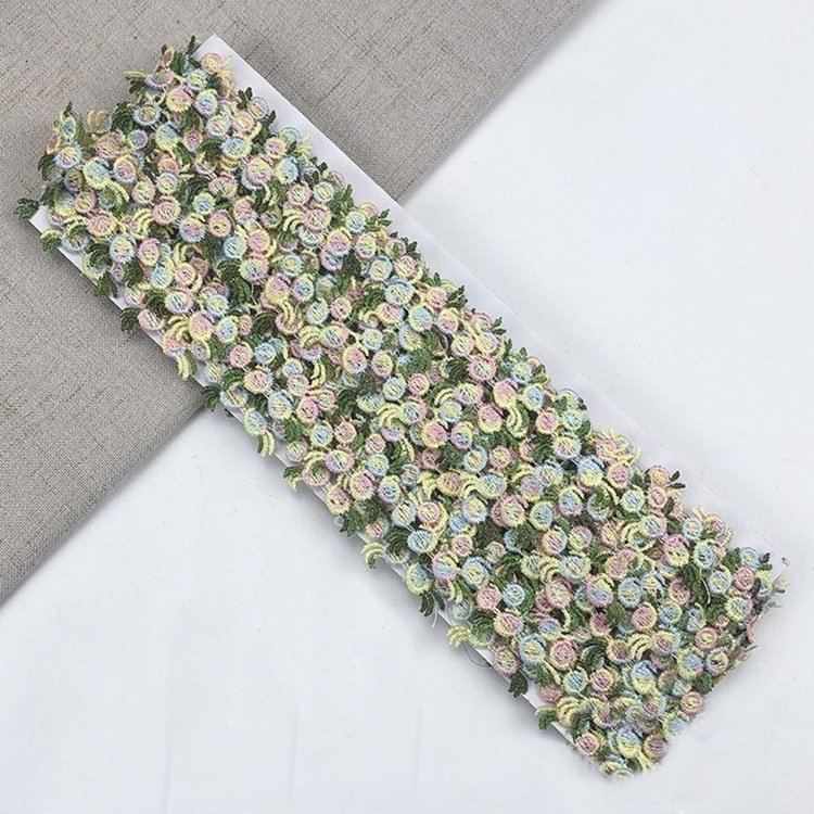 Wholesale 2cm Garment Accessory Floral Ribbon Trim Embroidered Lace Ribbon Flower Embroidery Lace Trim for Hair Ornament
