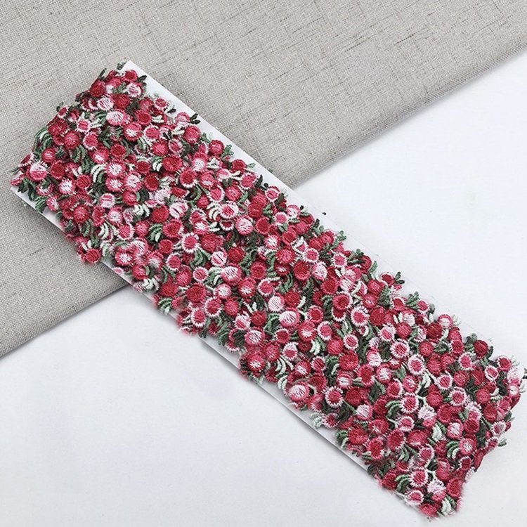 Wholesale 2cm Garment Accessory Floral Ribbon Trim Embroidered Lace Ribbon Flower Embroidery Lace Trim for Hair Ornament