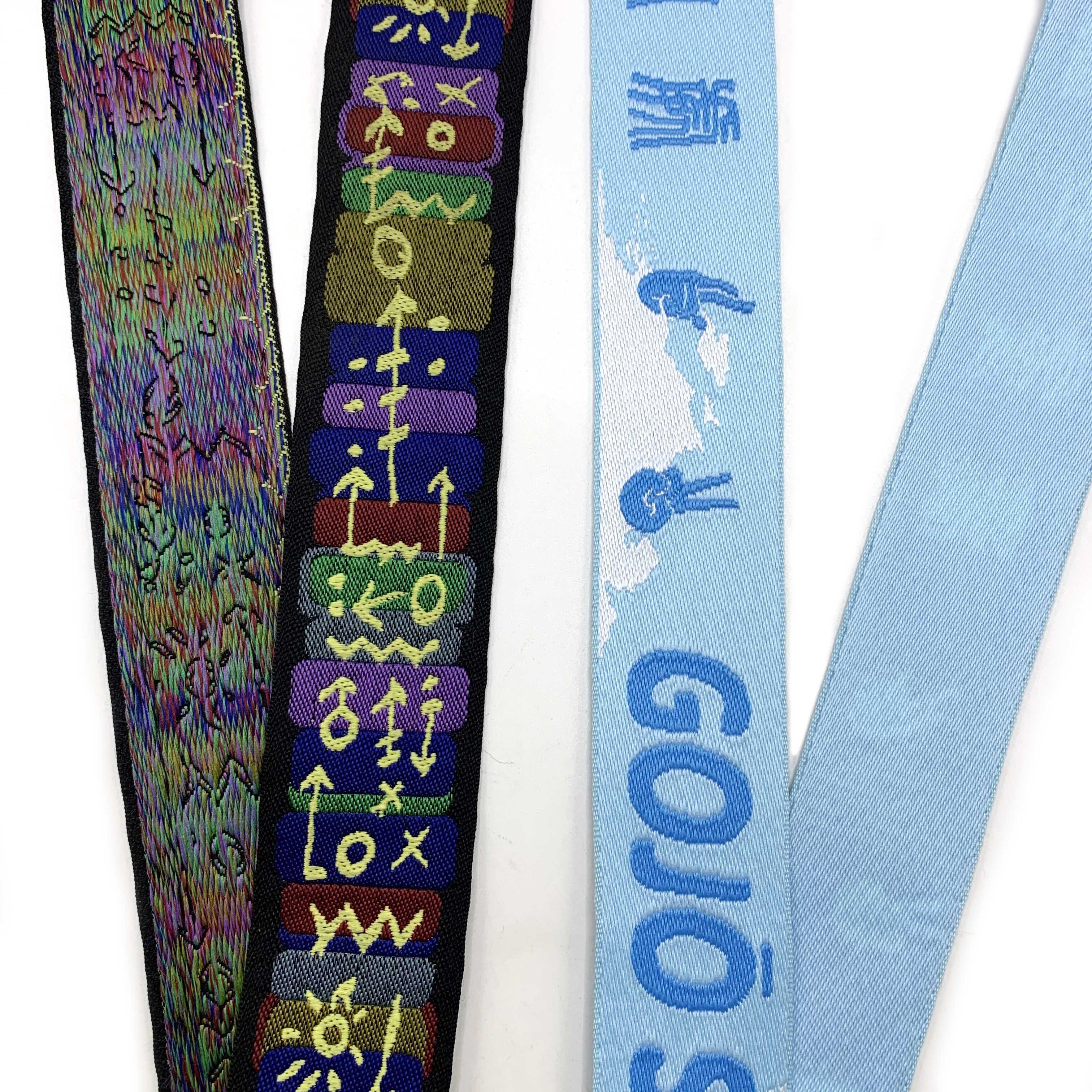 For Custom Garment Accessory Eco-friendly 4 CM Logo Jacquard Fabric Trim Webbing 100% Polyester Jacquard Webbing