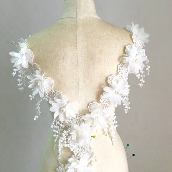 Fashion Lady Dress And Wedding Dress Water Soluble Embroidered Lace Trim or Lace Trimming