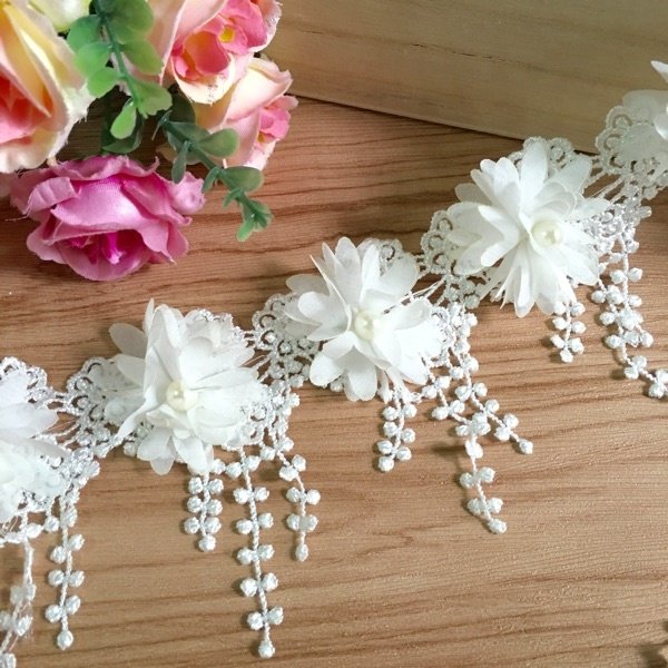 Fashion Lady Dress And Wedding Dress Water Soluble Embroidered Lace Trim or Lace Trimming