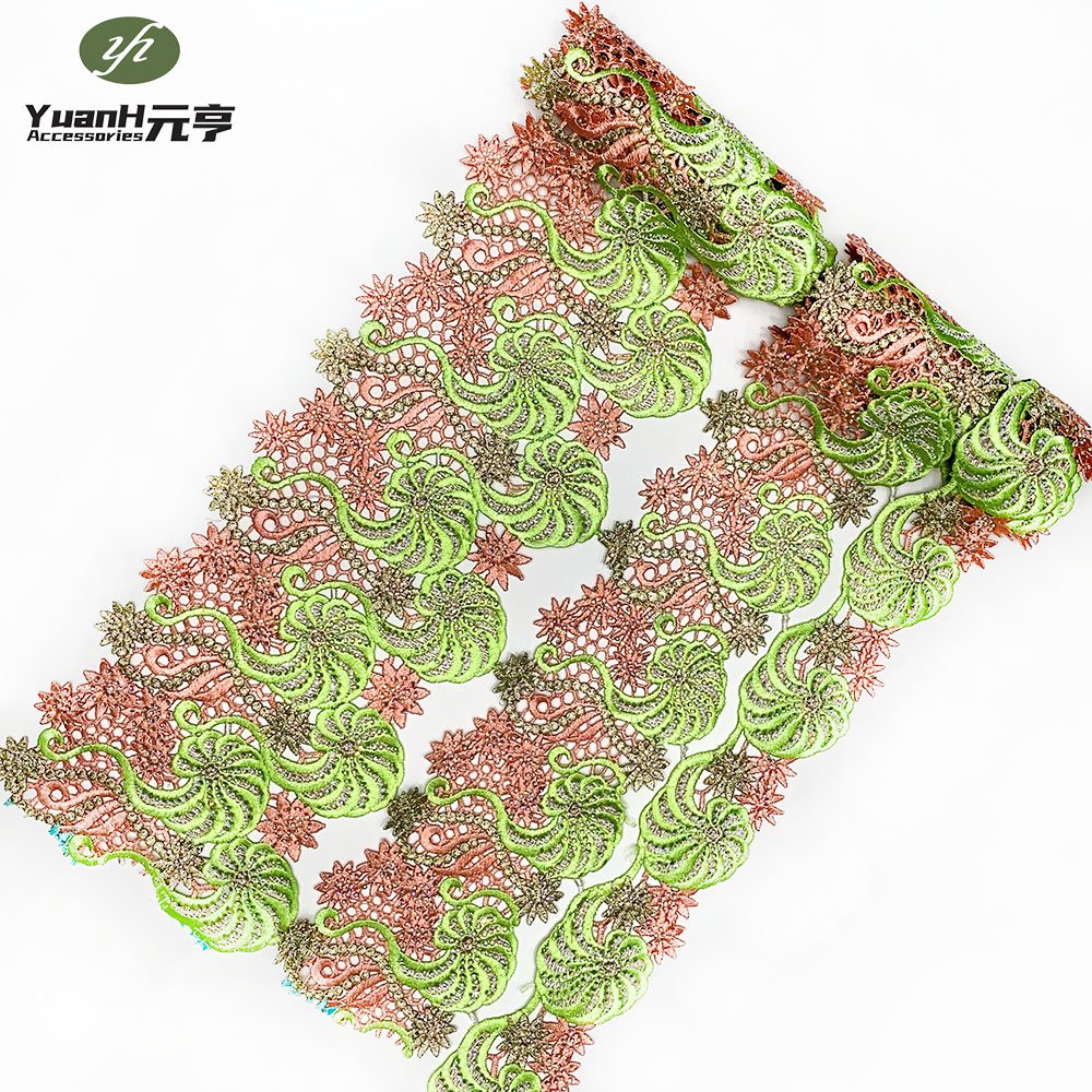 Wholesale Fashion 10cm Width Lace Fabric Guipure Flower Lace Trim for African Dress Accessory