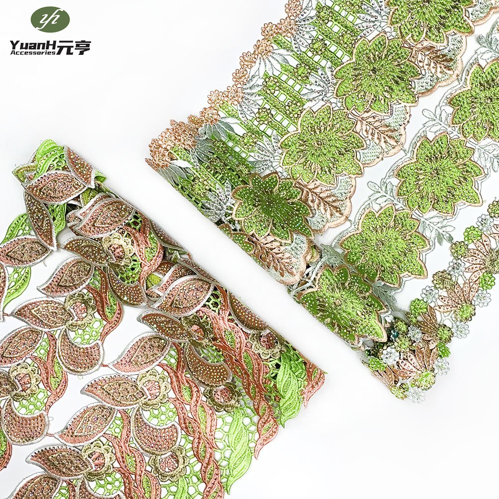 Wholesale Fashion 10cm Width Lace Fabric Guipure Flower Lace Trim for African Dress Accessory