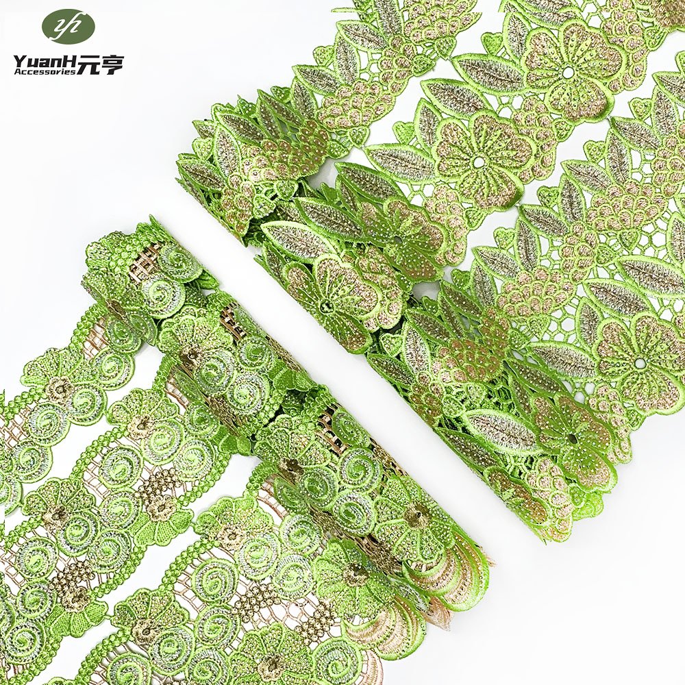 Wholesale Fashion 10cm Width Lace Fabric Guipure Flower Lace Trim for African Dress Accessory