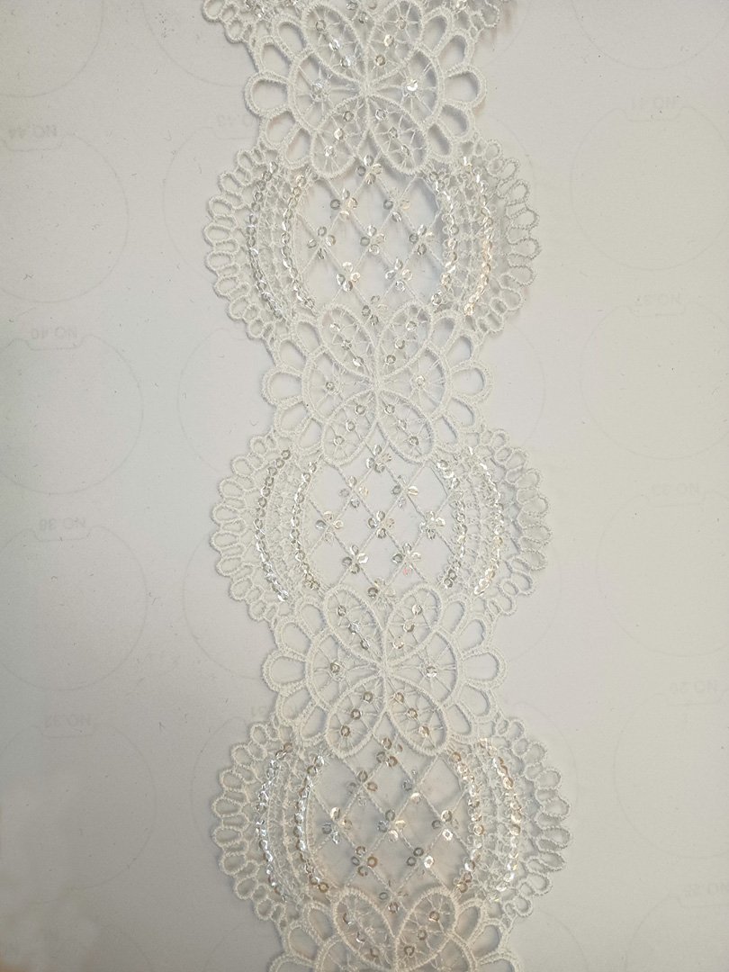 White border trims lace with sequins for bridal wedding dress and garment accessories