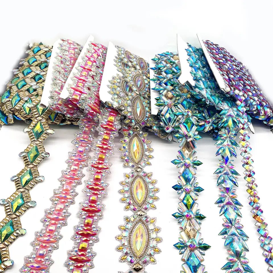 Custom Design Carnival Costume Rhinestone Iron on Trim Resin Diamond applique for carnival costumes accessories