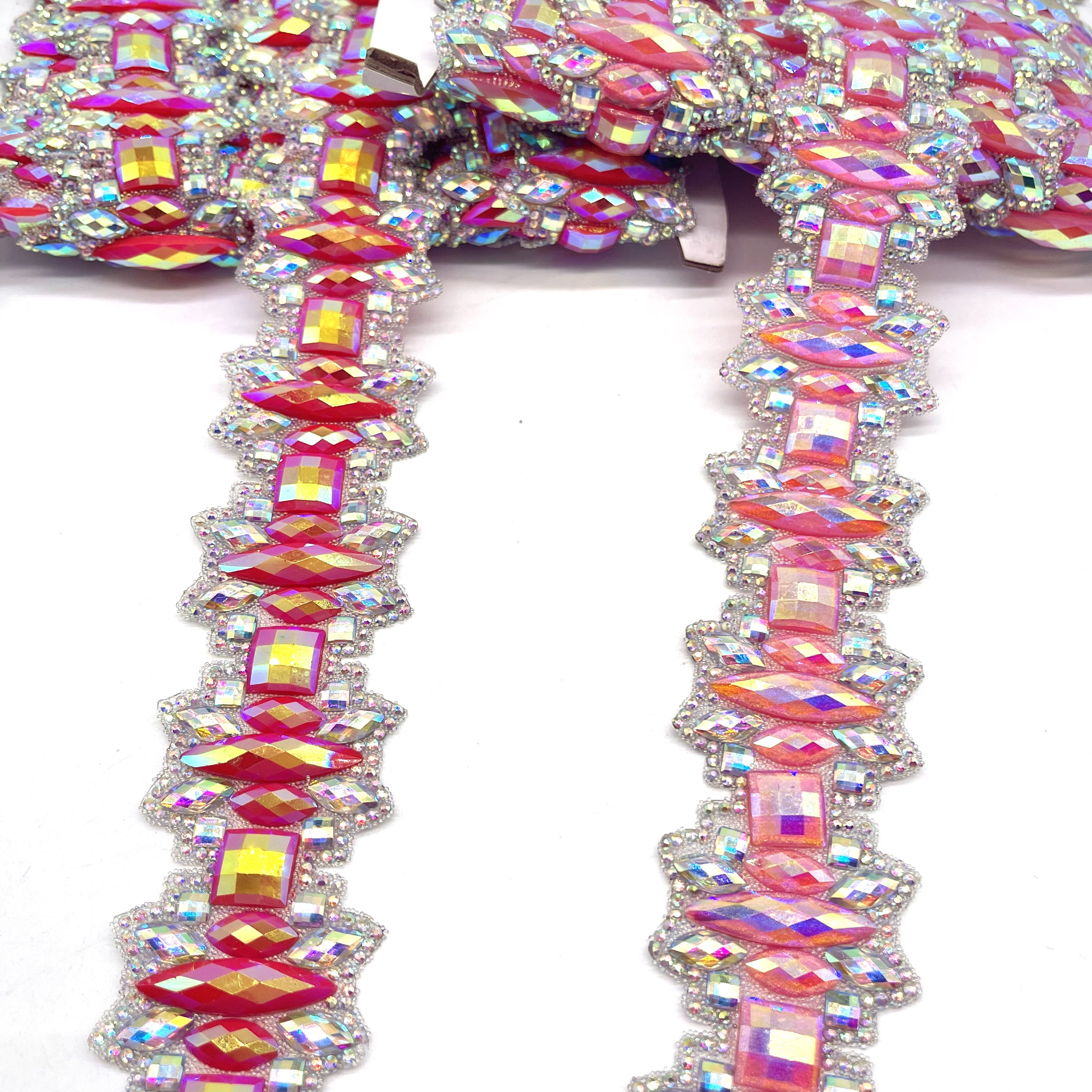 Custom Design Carnival Costume Rhinestone Iron on Trim Resin Diamond applique for carnival costumes accessories
