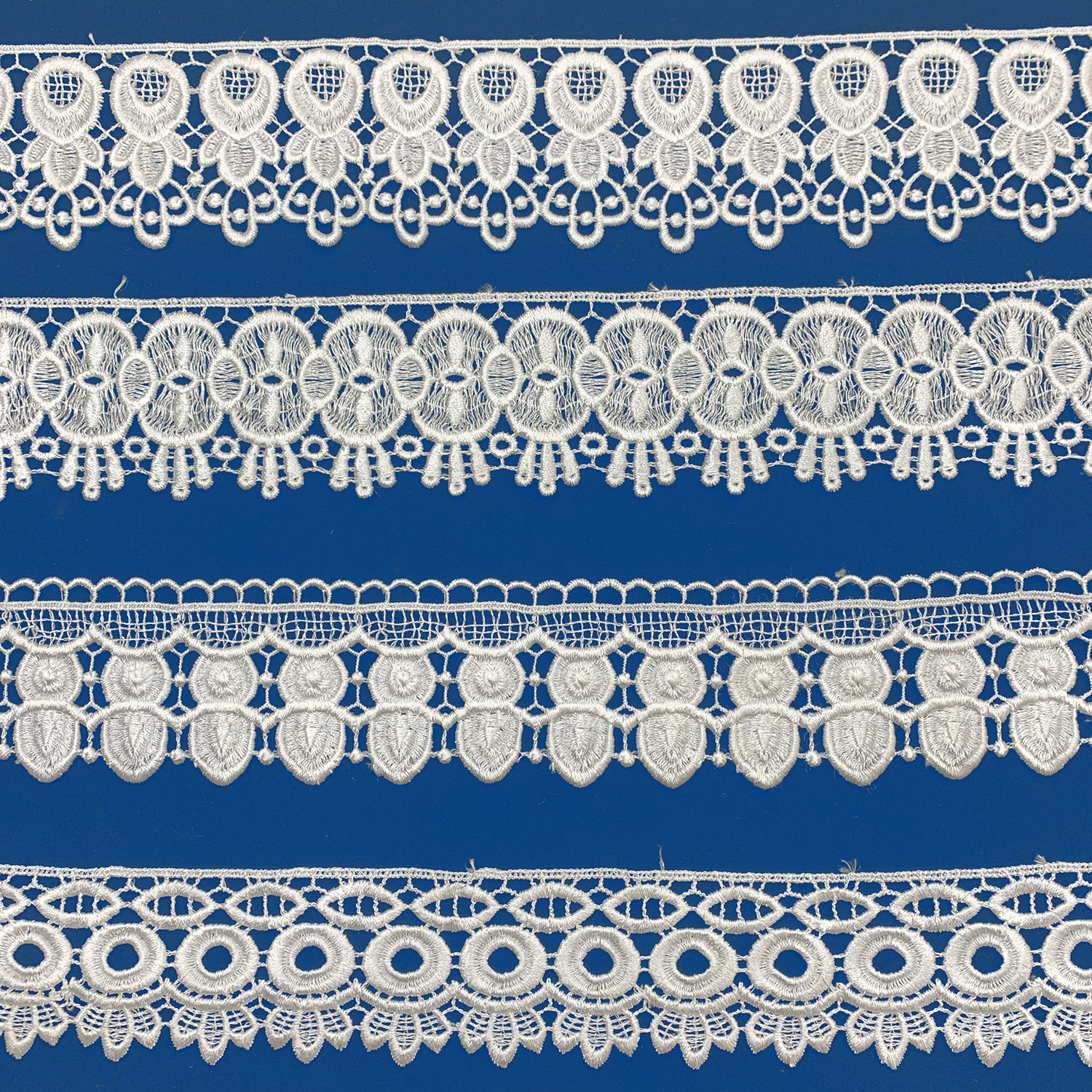 Wholesale High Quality Polyester Renda Lace White Embroidery Guipure Lace Fabric Trim For Bridal Veil