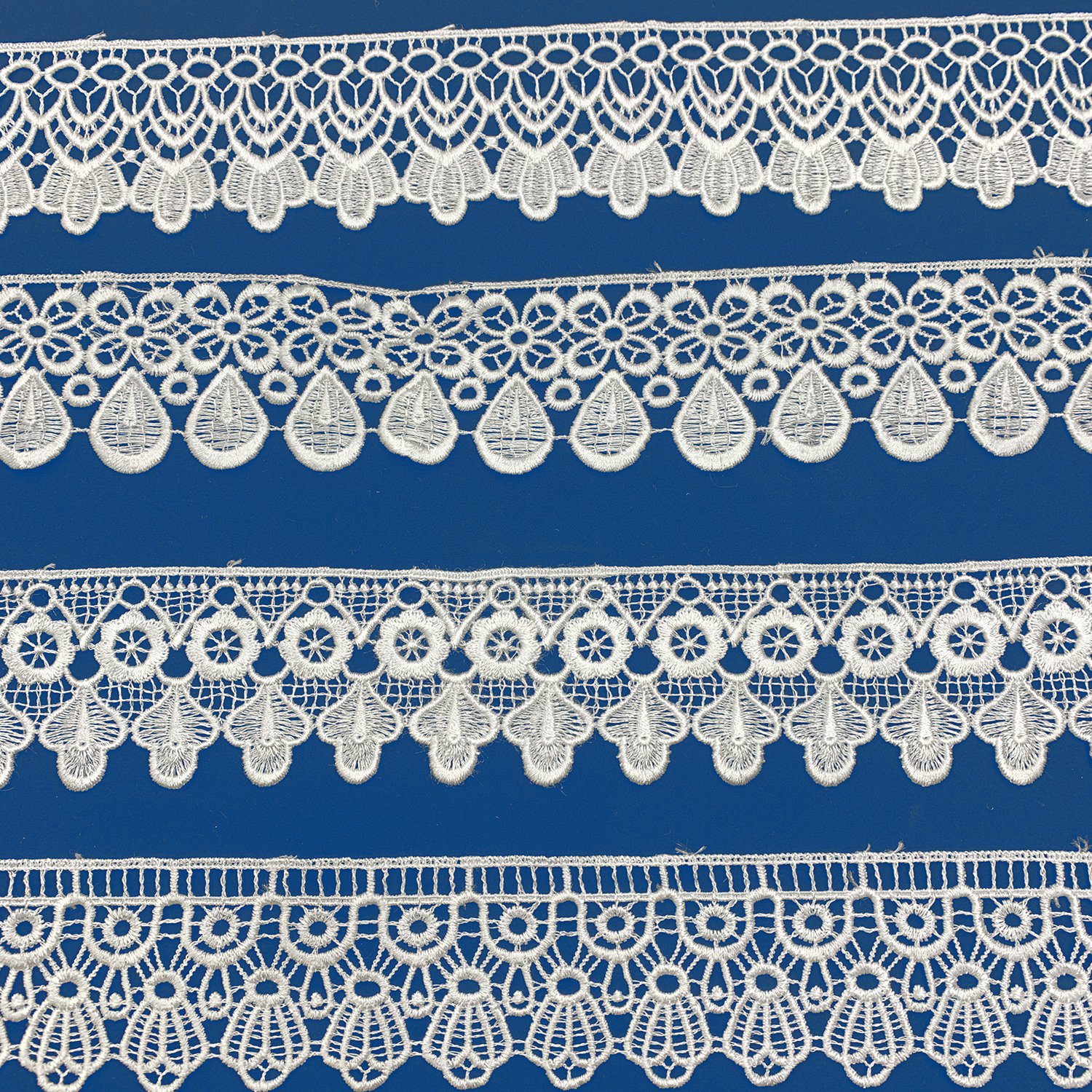 Wholesale High Quality Polyester Renda Lace White Embroidery Guipure Lace Fabric Trim For Bridal Veil
