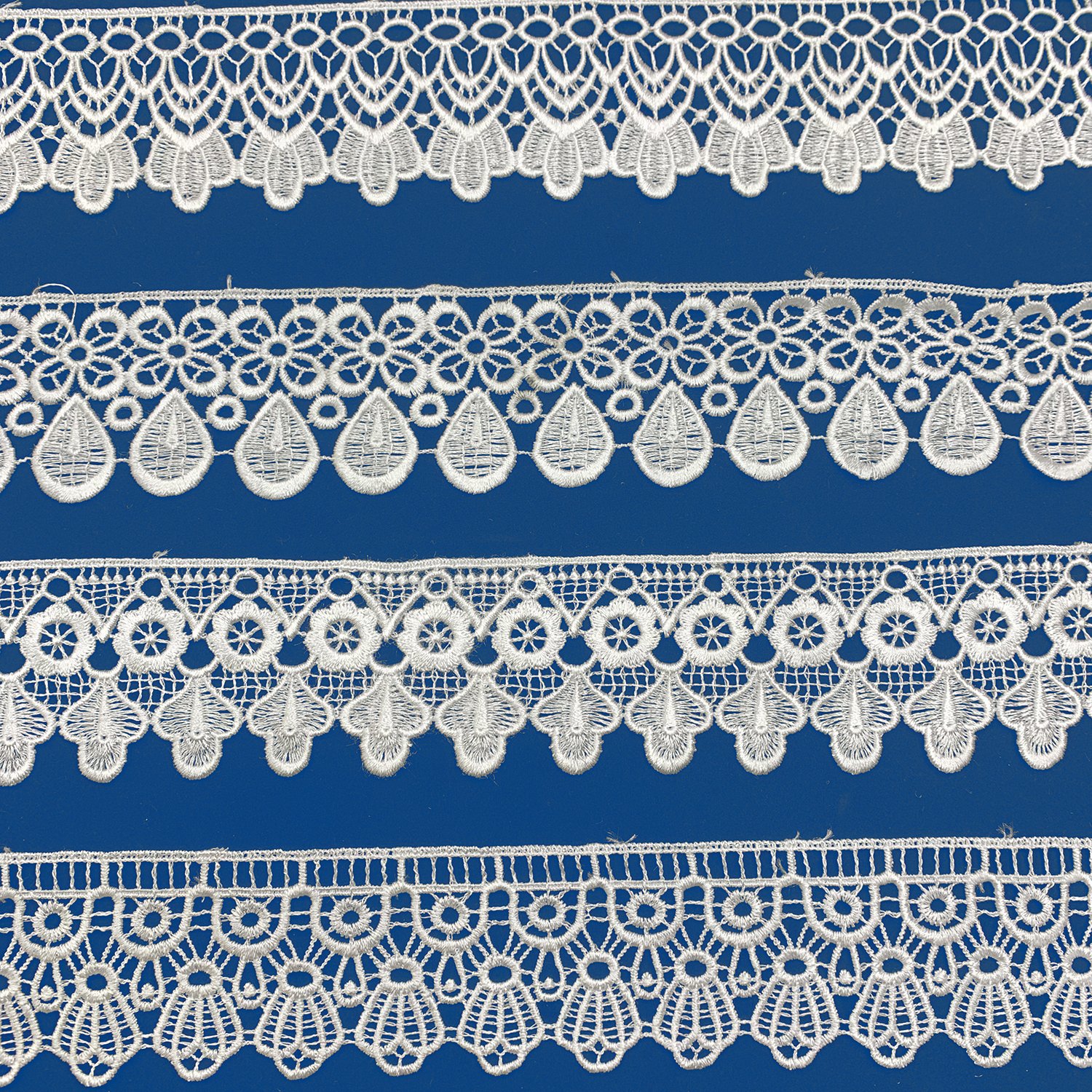Wholesale High Quality Polyester Renda Lace White Embroidery Guipure Lace Fabric Trim For Bridal Veil