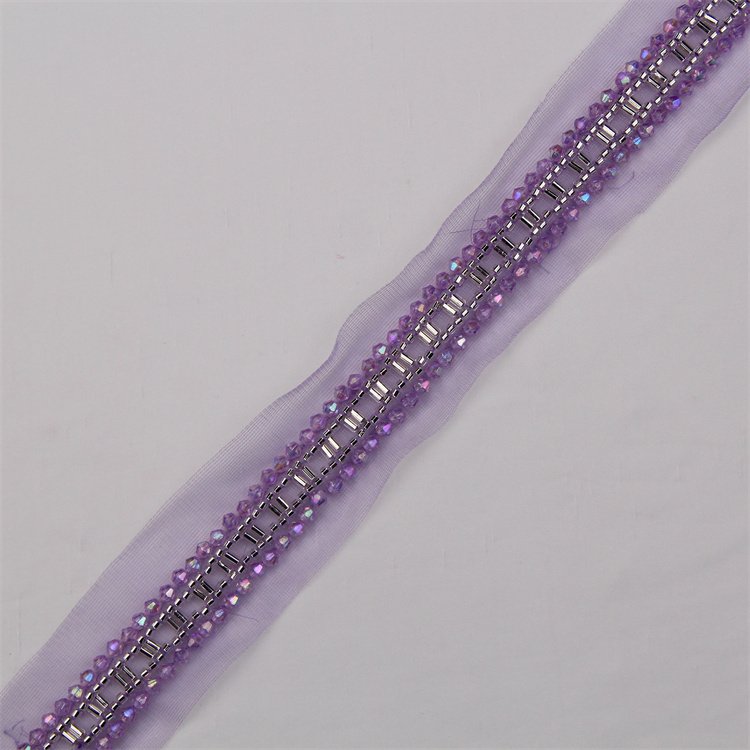 Stoned And Pearls Handmade Lace Trim Christian Diy Embroidery Crystal White Beaded Net Lace Trim