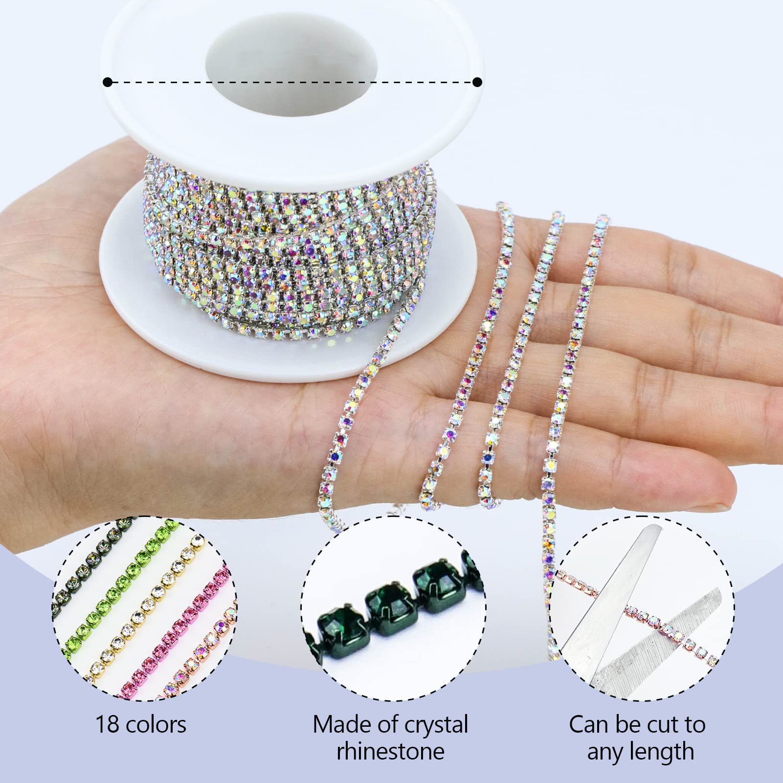 Wholesale Crystal Rhinestone Close Chain Trim for Sewing Crocs Shoes Clothes Cups Claw Rhinestone Cup Chain for DIY Decoration