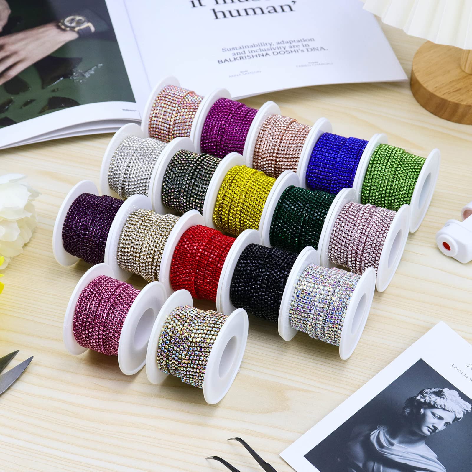 Wholesale Crystal Rhinestone Close Chain Trim for Sewing Crocs Shoes Clothes Cups Claw Rhinestone Cup Chain for DIY Decoration