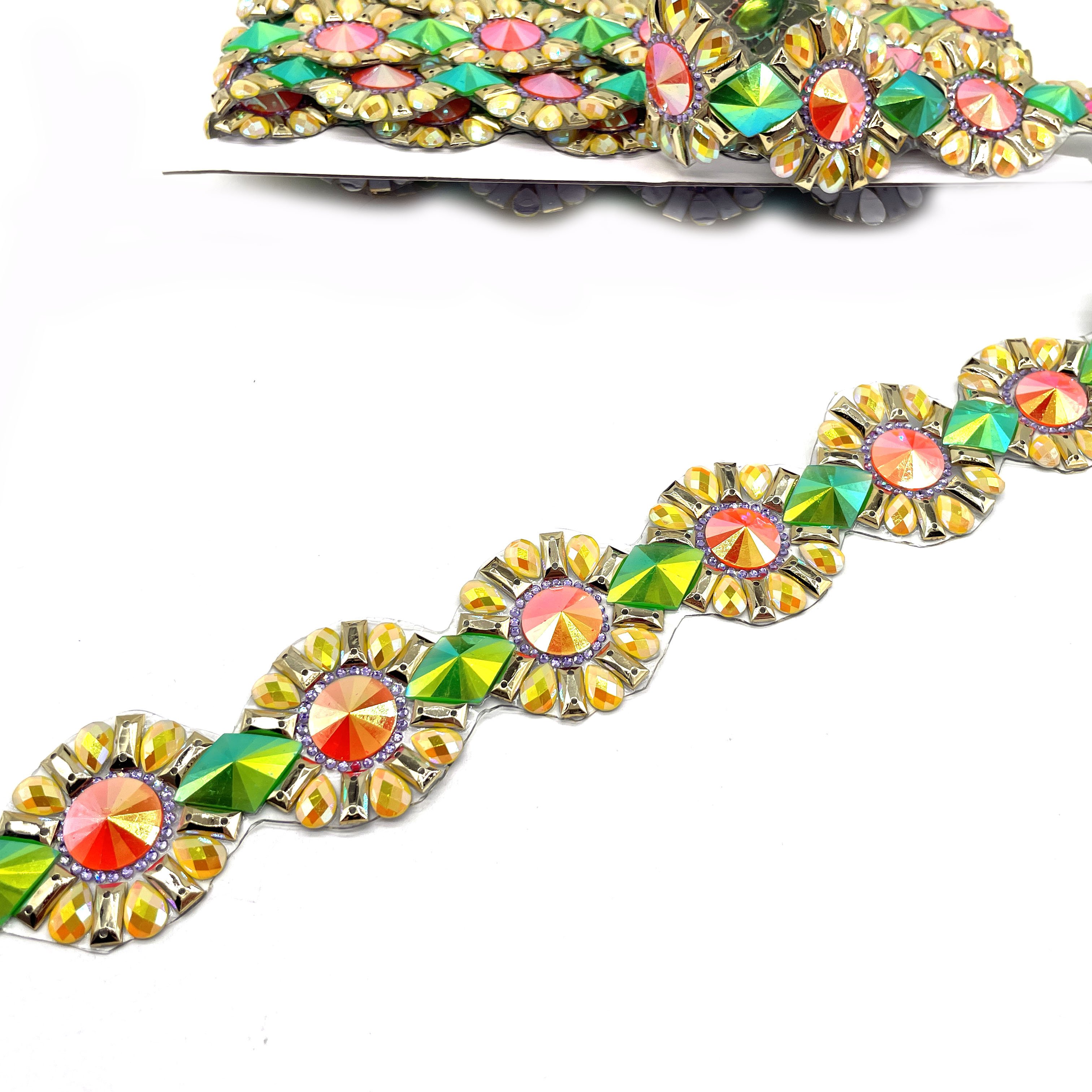 2025 Carnival Jamaica Atlanta Carnival Hackney Iron Rubber Appliques Trim with Decorative Crystal Rhinestones Costumes Garments