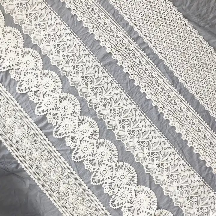 ZJ012 Wholesale Hot white 3.5cm lace trim Selling nylon 90% spandex 10% embroidered lace trim