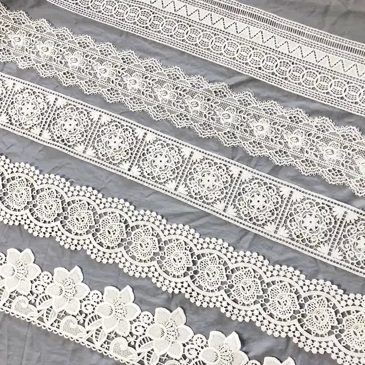 ZJ012 Wholesale Hot white 3.5cm lace trim Selling nylon 90% spandex 10% embroidered lace trim