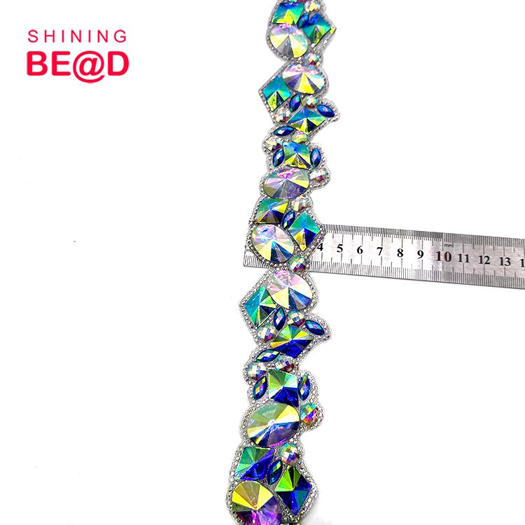 China factory wholesale Custom factory hot sell cheap BlueAB trim Carnival costume accessories in custom colorsCrystal Trim