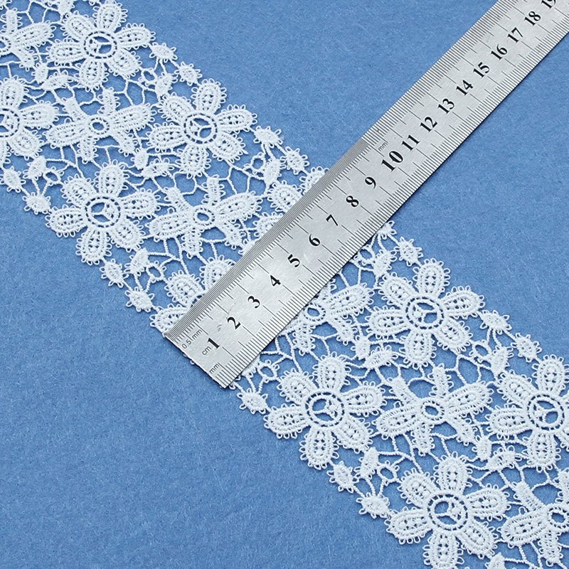 Factory customized fancy embroidery lace 100% polyester water-soluble chemical lace trimming for clothing lace edge decoration