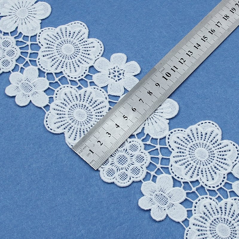 Factory customized fancy embroidery lace 100% polyester water-soluble chemical lace trimming for clothing lace edge decoration