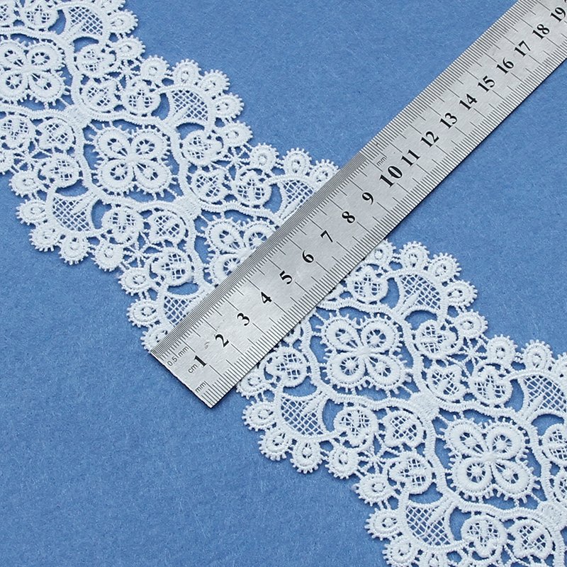 Factory customized fancy embroidery lace 100% polyester water-soluble chemical lace trimming for clothing lace edge decoration