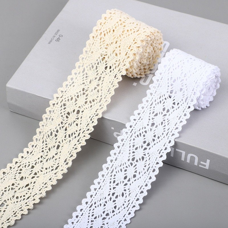 Wholesale price Fine hollow design cotton thread double wide lace women's accessories with lace trim webbing