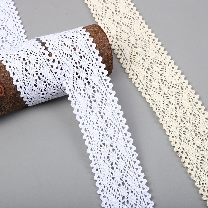 Wholesale price Fine hollow design cotton thread double wide lace women's accessories with lace trim webbing