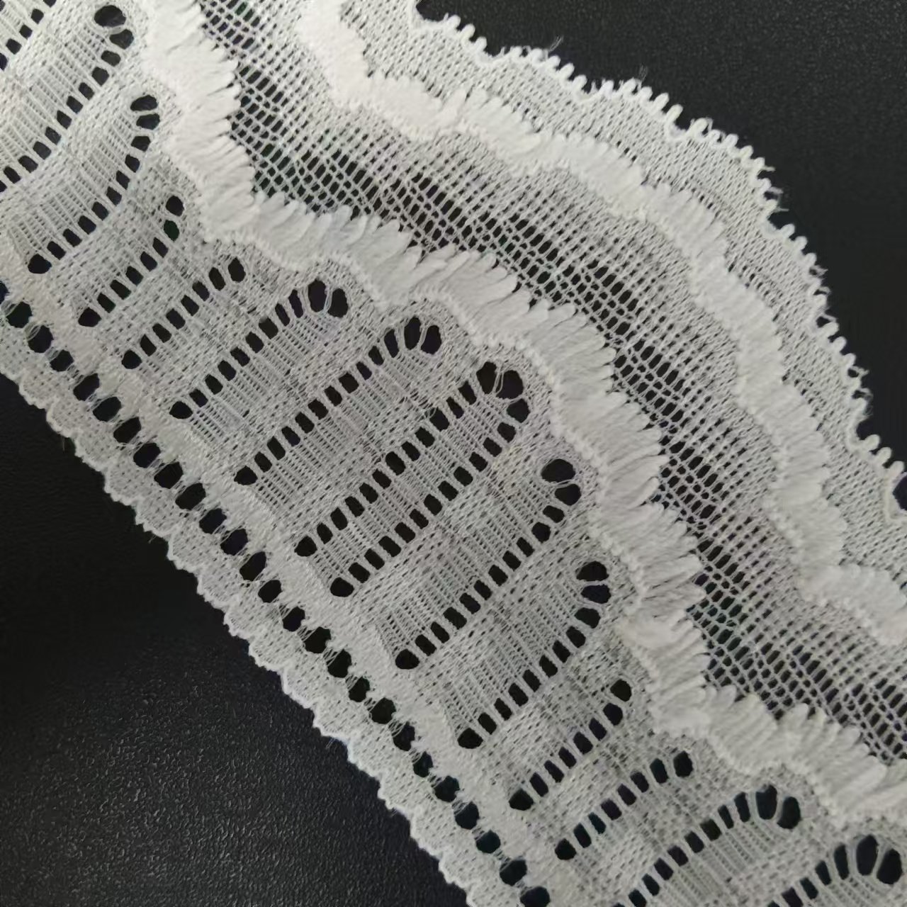 Custom Width 6 cm White Voile Lace Border Fabric Beautiful Nylon Spandex Elastic Lace Trim for Women's Elegant Bra Accessories
