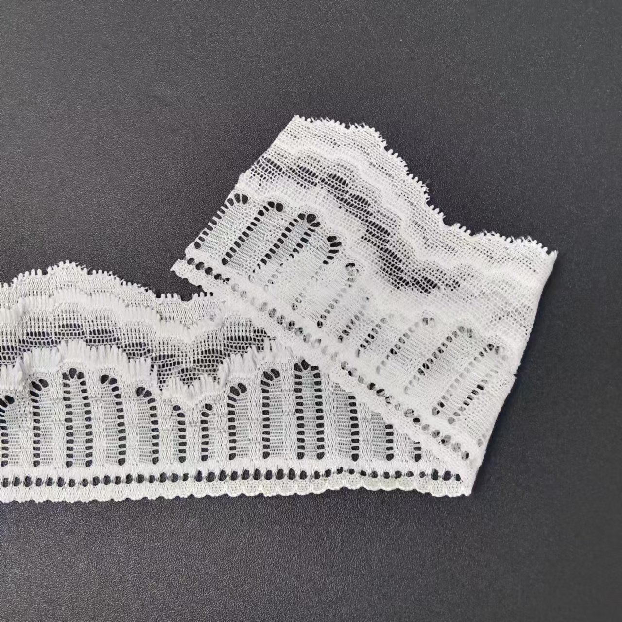 Custom Width 6 cm White Voile Lace Border Fabric Beautiful Nylon Spandex Elastic Lace Trim for Women's Elegant Bra Accessories