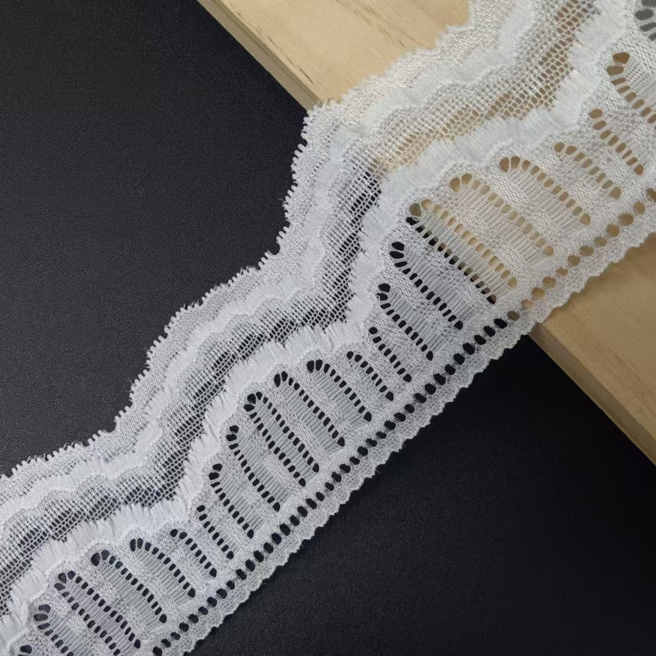 Custom Width 6 cm White Voile Lace Border Fabric Beautiful Nylon Spandex Elastic Lace Trim for Women's Elegant Bra Accessories