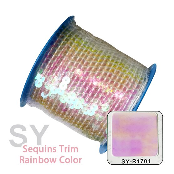recycled PET 6mm iridescent Spangle Flat pink Sequins Paillette Trim Spool String Chain For Stage Garment
