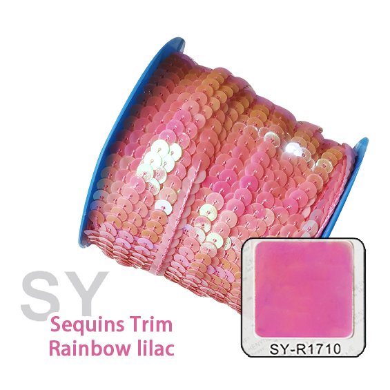 recycled PET 6mm iridescent Spangle Flat pink Sequins Paillette Trim Spool String Chain For Stage Garment