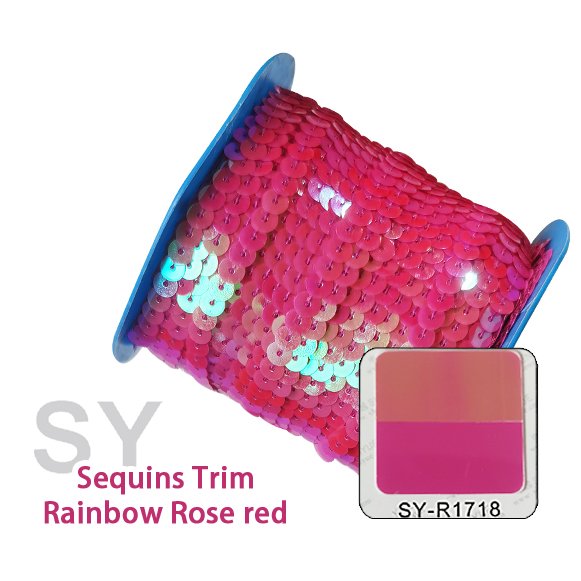 recycled PET 6mm iridescent Spangle Flat pink Sequins Paillette Trim Spool String Chain For Stage Garment