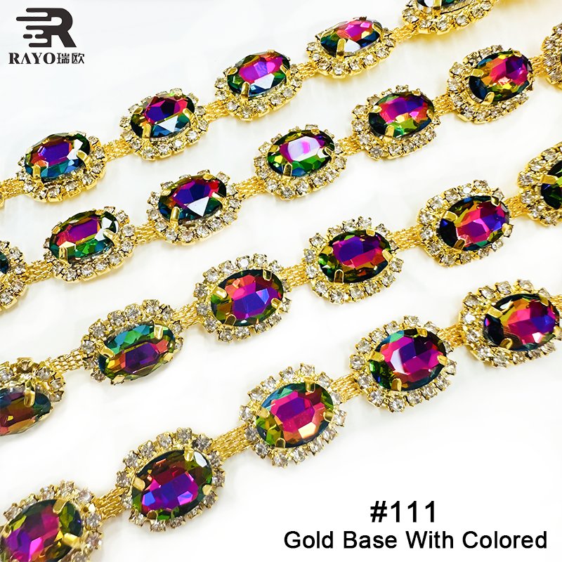 Rhinestone Cup Chain Trim Sew-on Glass Crystal Trimming For Crafts Bridal Apparel Wedding Dresses DIY Projects Shoes Garments