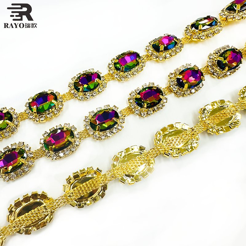 Rhinestone Cup Chain Trim Sew-on Glass Crystal Trimming For Crafts Bridal Apparel Wedding Dresses DIY Projects Shoes Garments