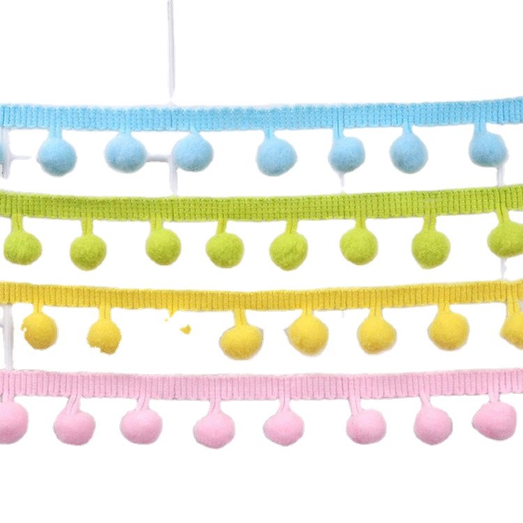 Wholesale 12mm Pompom Ball Lace Trim Colorful DIY Sewing Accessory Fringe Pom Pom Ball Lace Trimming