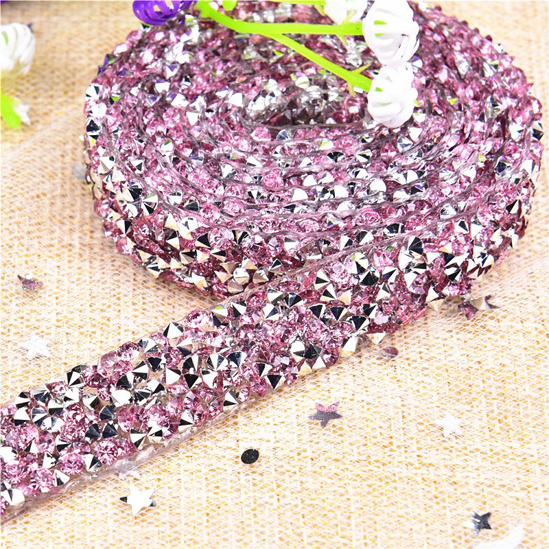 1.5cm Fashion Rhinestone Tape Trim Resin Crystal AB Decoration Trimming For DIY Shoes Banding Garment Hat Shiny