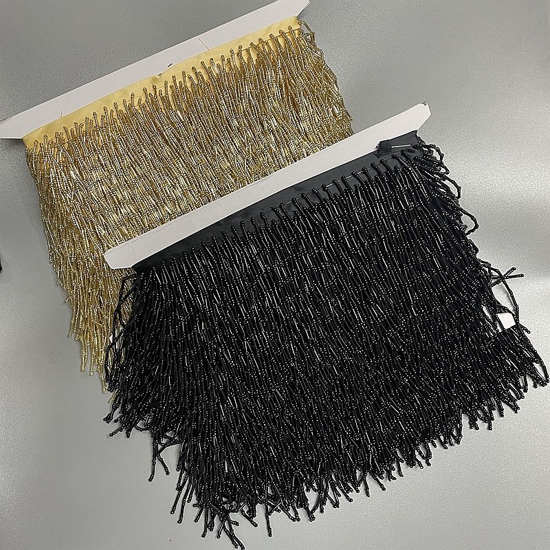 JFL030 Factory Wholesale Lace Trimming Handmade Colorful Beading Fringe Tassel Trim For Garment Curtain Decoration