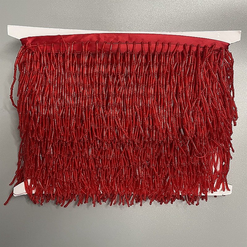 JFL030 Factory Wholesale Lace Trimming Handmade Colorful Beading Fringe Tassel Trim For Garment Curtain Decoration