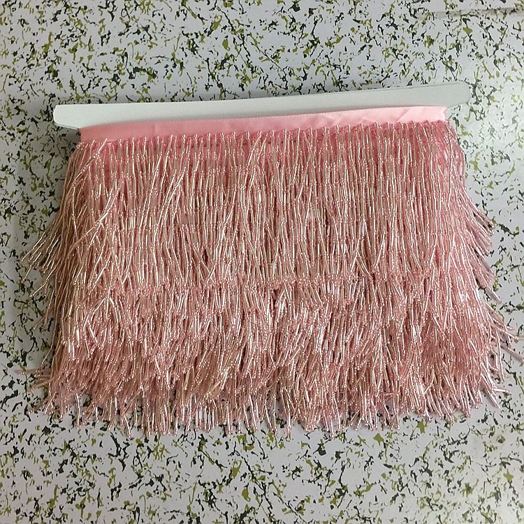 JFL030 Factory Wholesale Lace Trimming Handmade Colorful Beading Fringe Tassel Trim For Garment Curtain Decoration