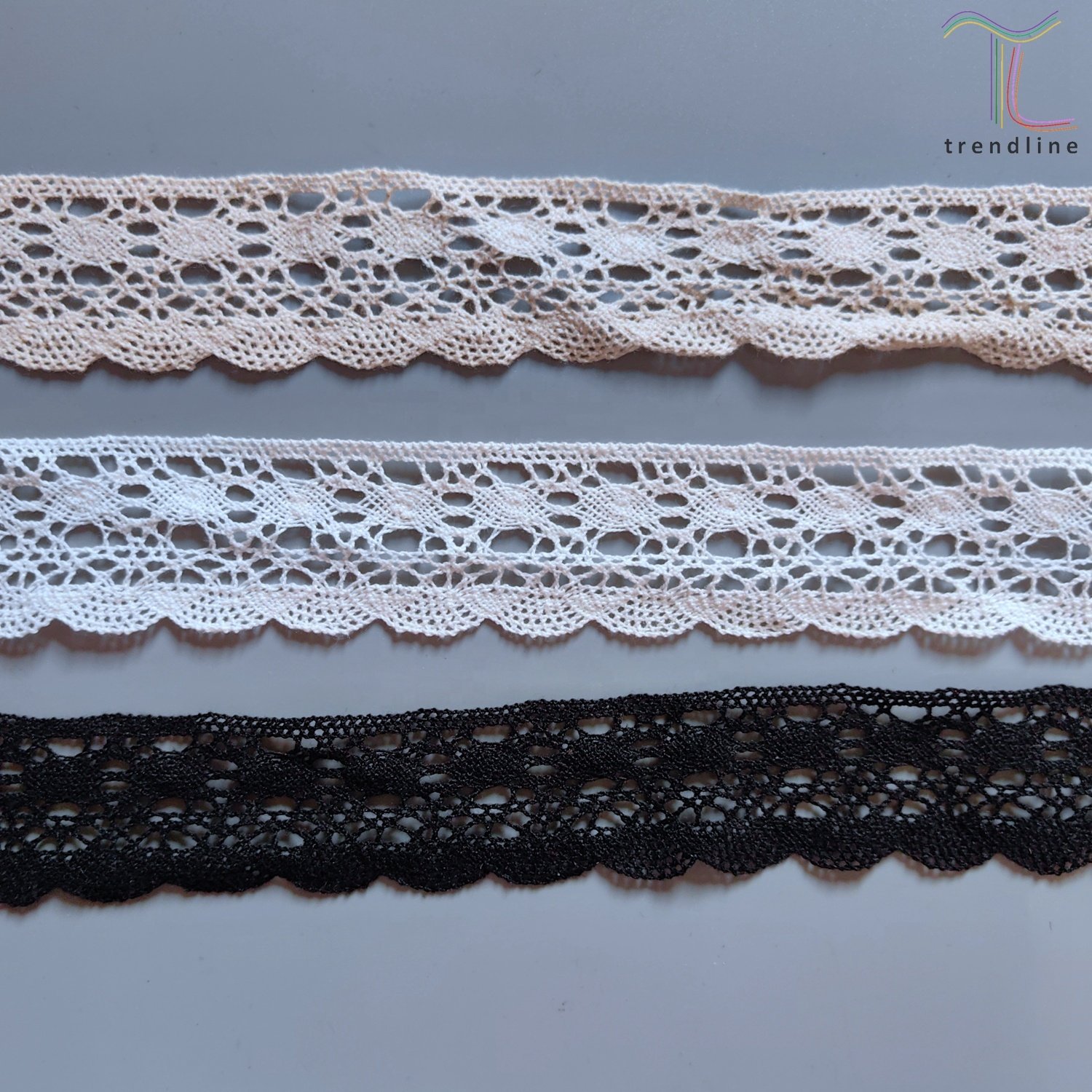4cm ivory white black three color option scalloped torchon cotton lace material trim
