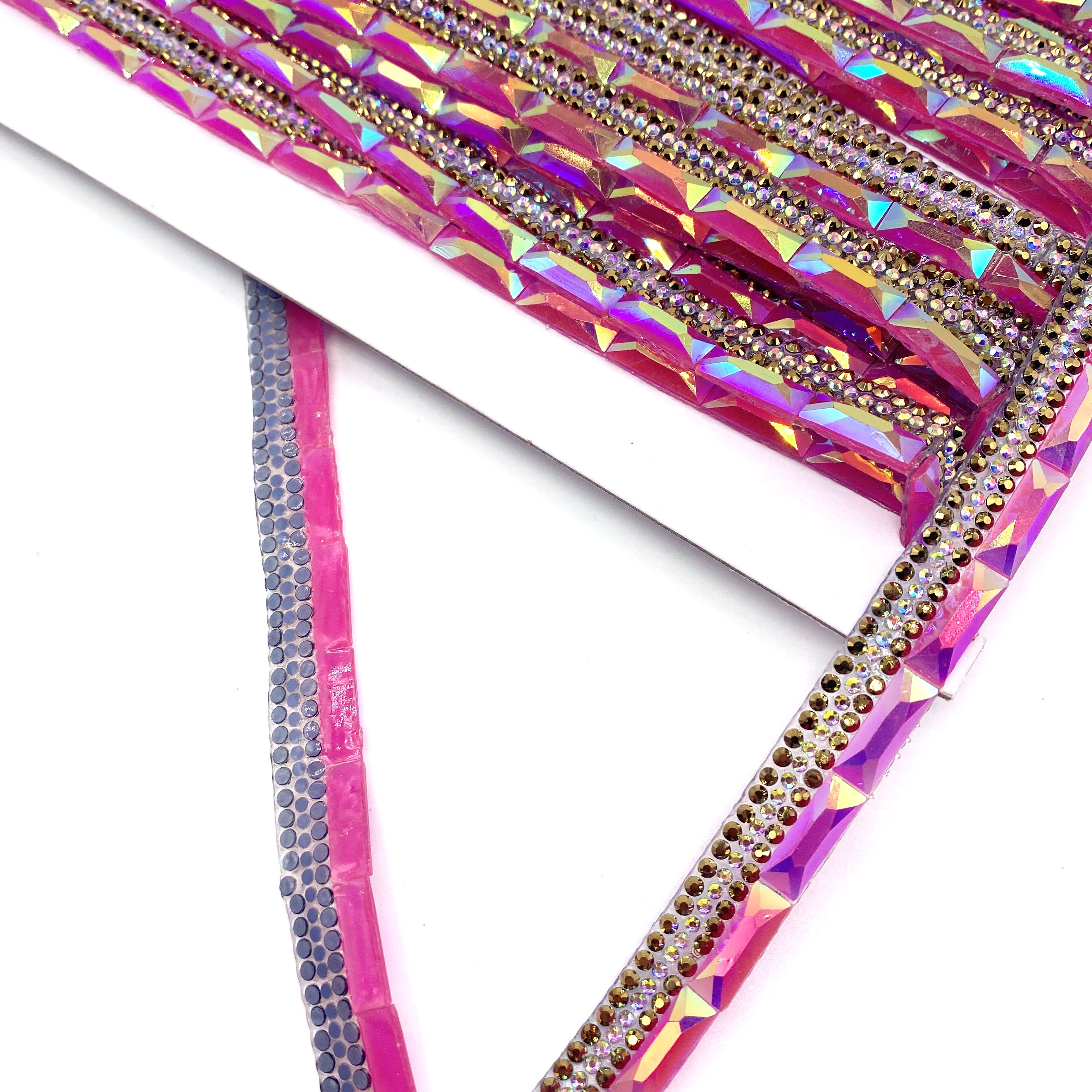 Cheap carnival costumes iron on rhinestone ribbon trimming resin applique trims for bag decoration