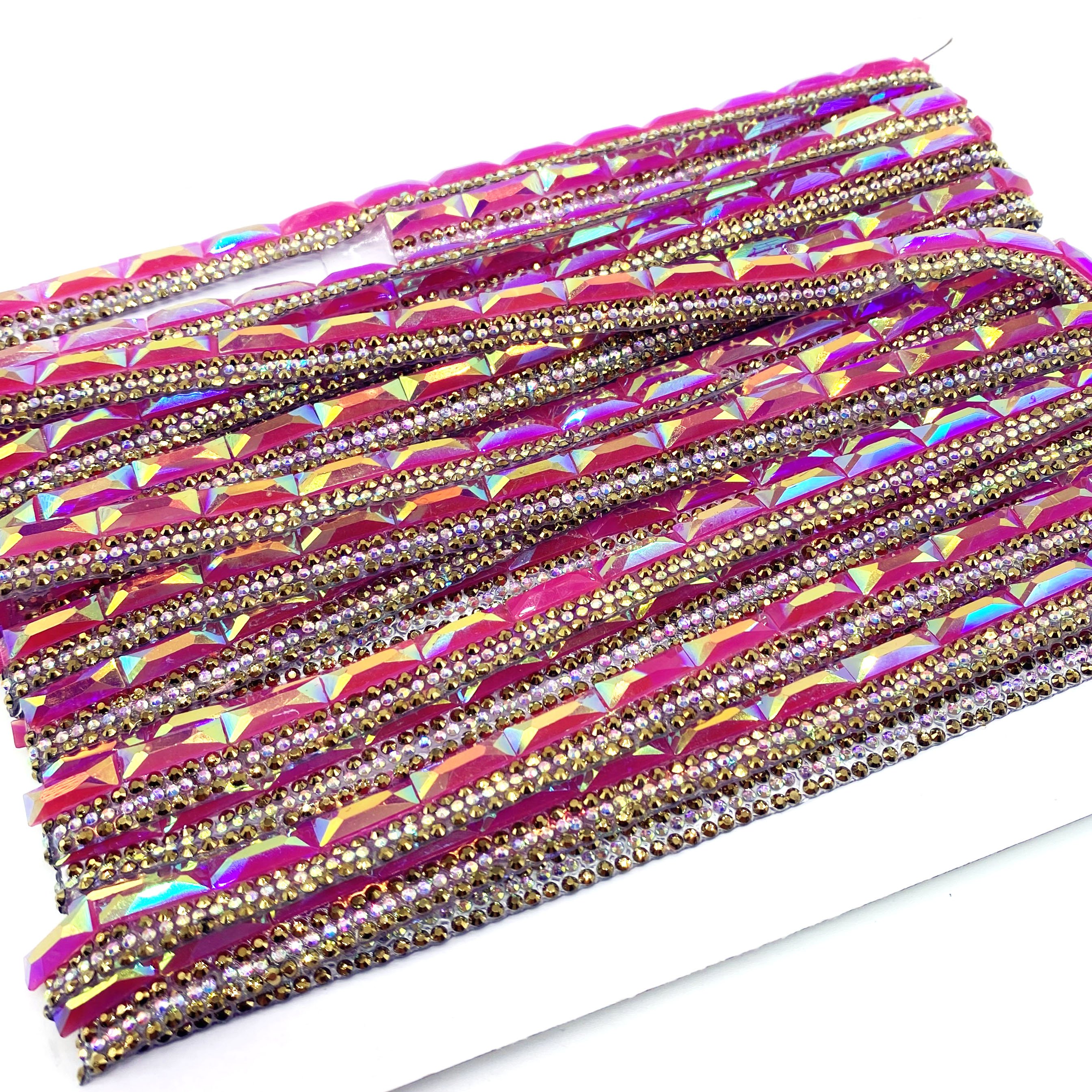 Cheap carnival costumes iron on rhinestone ribbon trimming resin applique trims for bag decoration