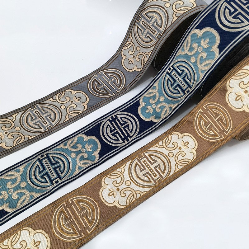 Wholesale Wide Curtain Ribbon Tape Decorative Jacquard Trimming Tape for Curtains