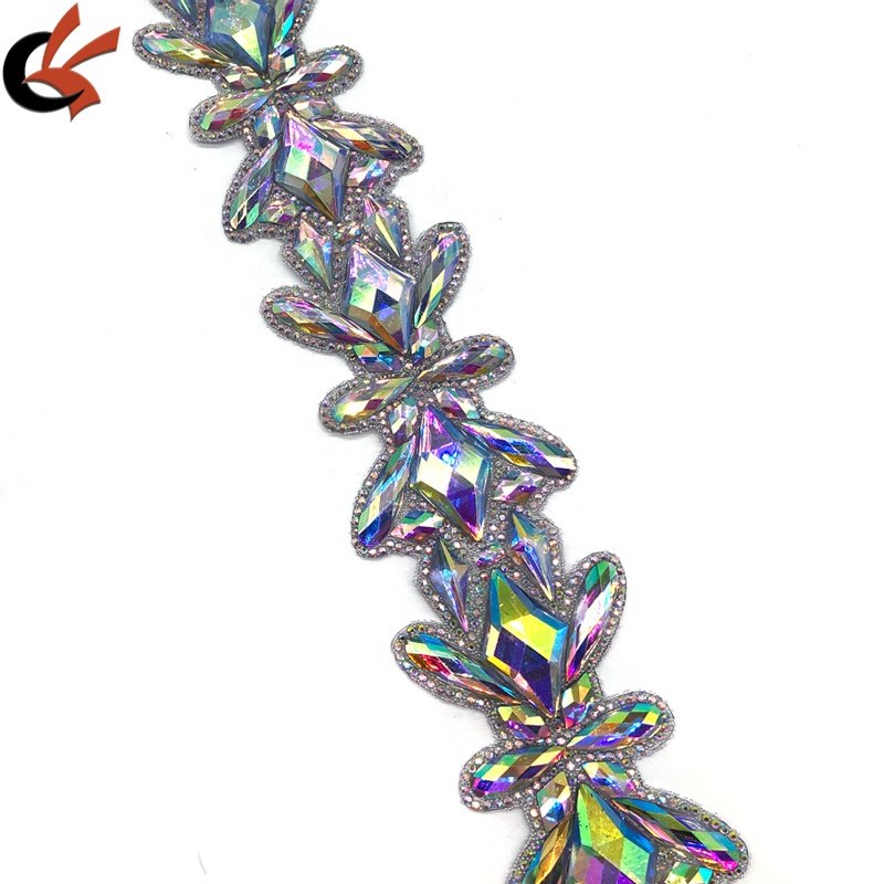 Carnival Wedding Dress Iron-on AB Crystal Trim Full Clear Hot Fix Rhinestone for Shoes Bags Garments