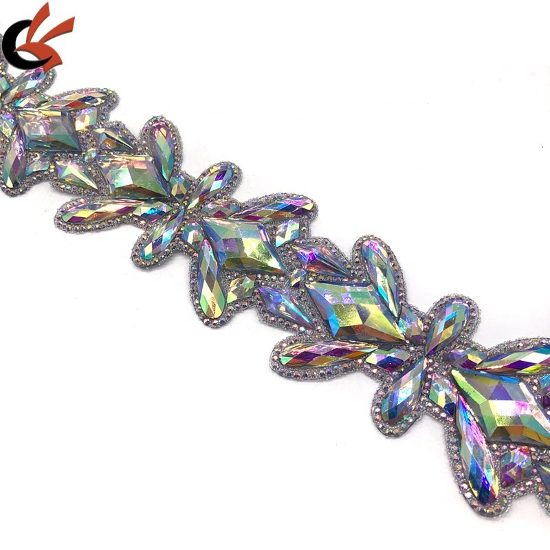 Carnival Wedding Dress Iron-on AB Crystal Trim Full Clear Hot Fix Rhinestone for Shoes Bags Garments