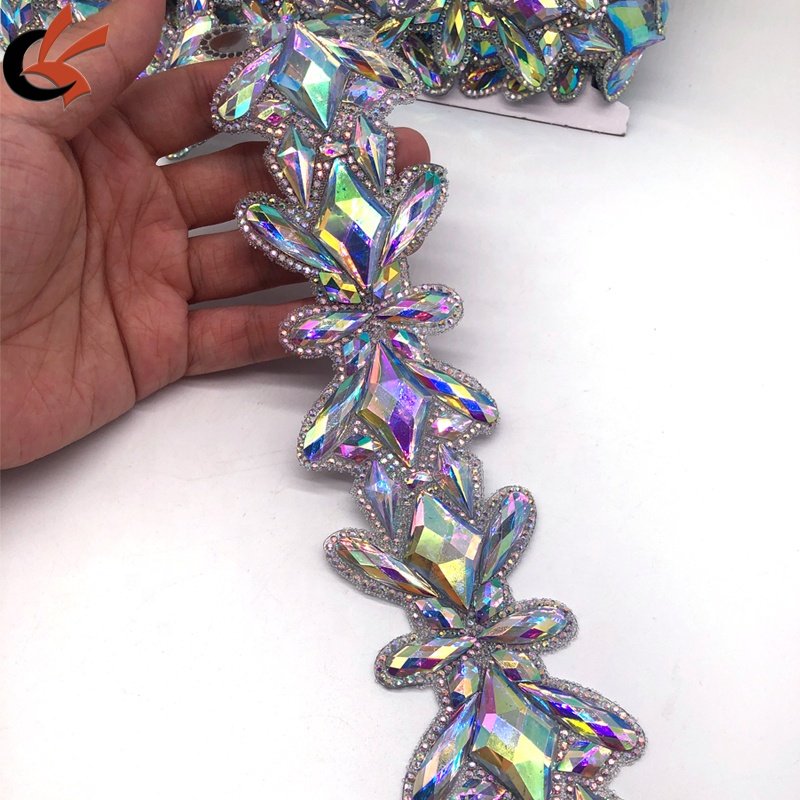 Carnival Wedding Dress Iron-on AB Crystal Trim Full Clear Hot Fix Rhinestone for Shoes Bags Garments
