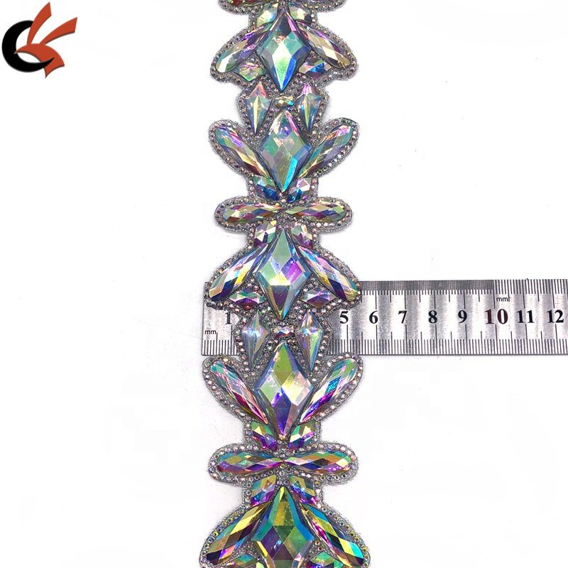 Carnival Wedding Dress Iron-on AB Crystal Trim Full Clear Hot Fix Rhinestone for Shoes Bags Garments